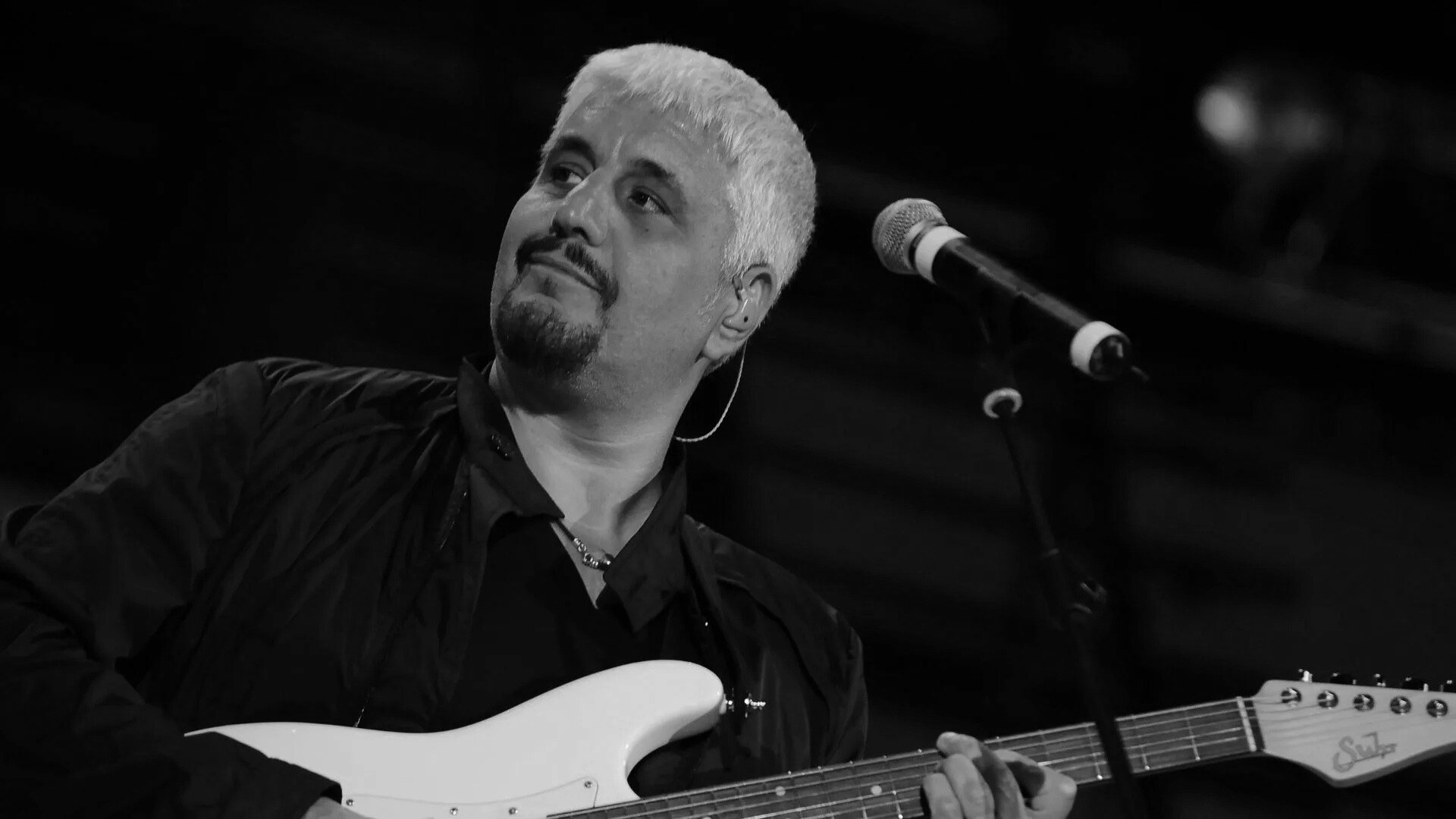 Potrebbe essere un'immagine in bianco e nero raffigurante chitarra