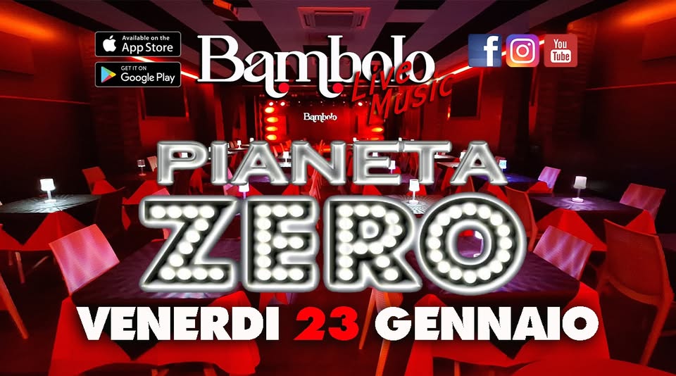 PIANETA ZERO New Show 2026 Potrebbe essere un'immagine raffigurante il seguente testo "fo - You f Tube Avai Ανα lab vailableonth e App App AppStore Store Play Bambolo GETITON GETITON Google Bombnto PIANETA ZERO VENERDI 23 GENNAIO"
