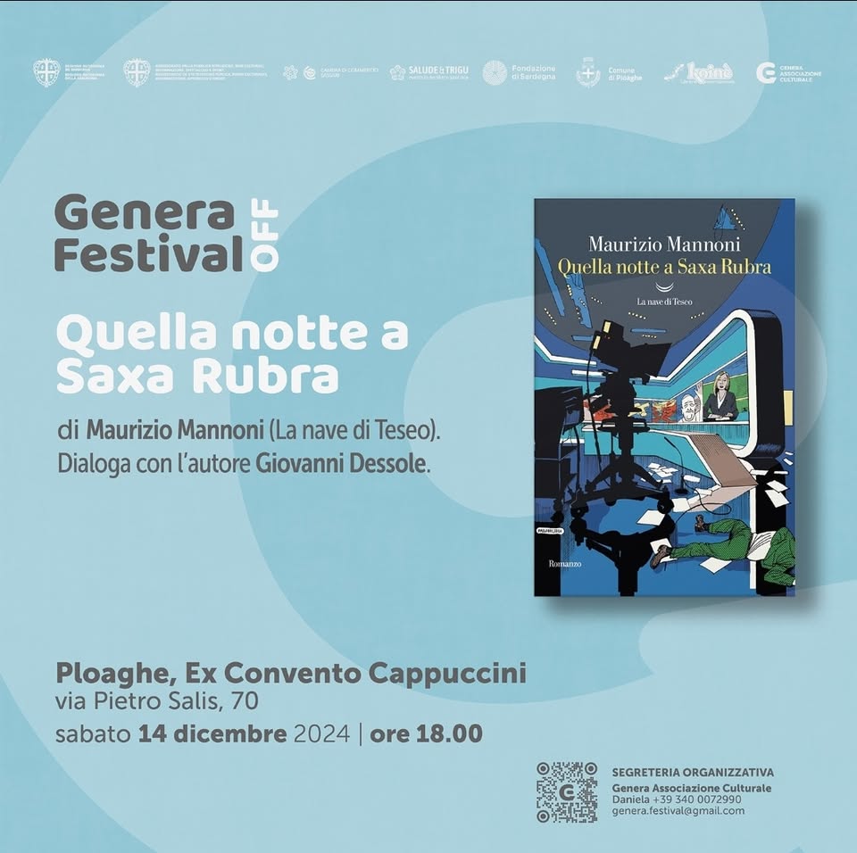 Evento Presentazione del libro “Quella notte a Saxa Rubra” sabato 13 dicembre a Ploaghe Locandina Presentazione del libro “Quella notte a Saxa Rubra” sabato 13 dicembre a Ploaghe - sabato 13 dicembre ore 18:00 - 19:30