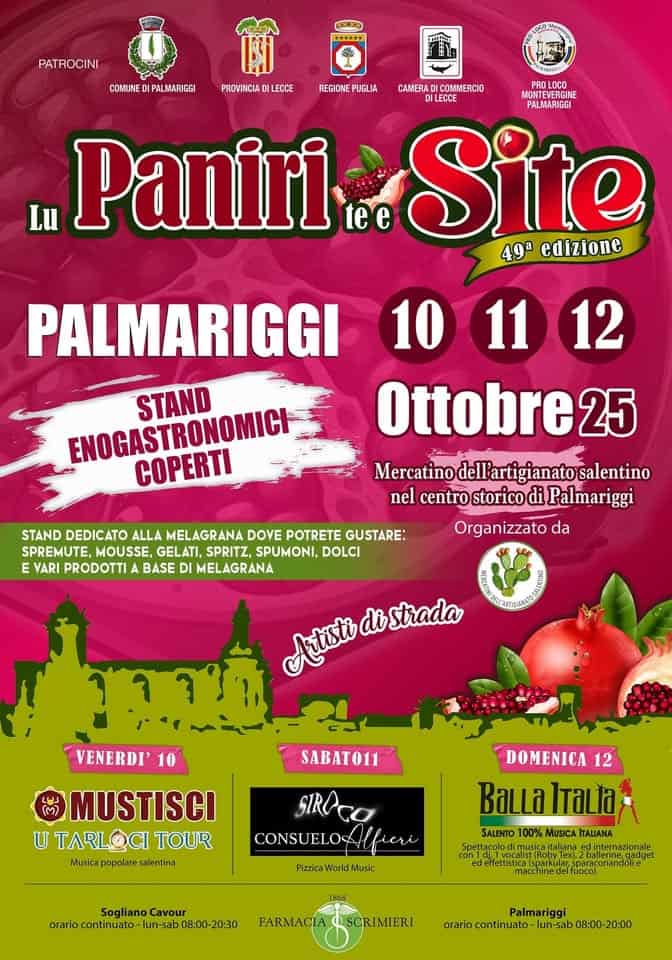 Evento Sagra della Melograna Locandina Sagra della Melograna - da venerdì 10 ottobre - domenica 12 ottobre 2025 ore 21:00 ore 22:00