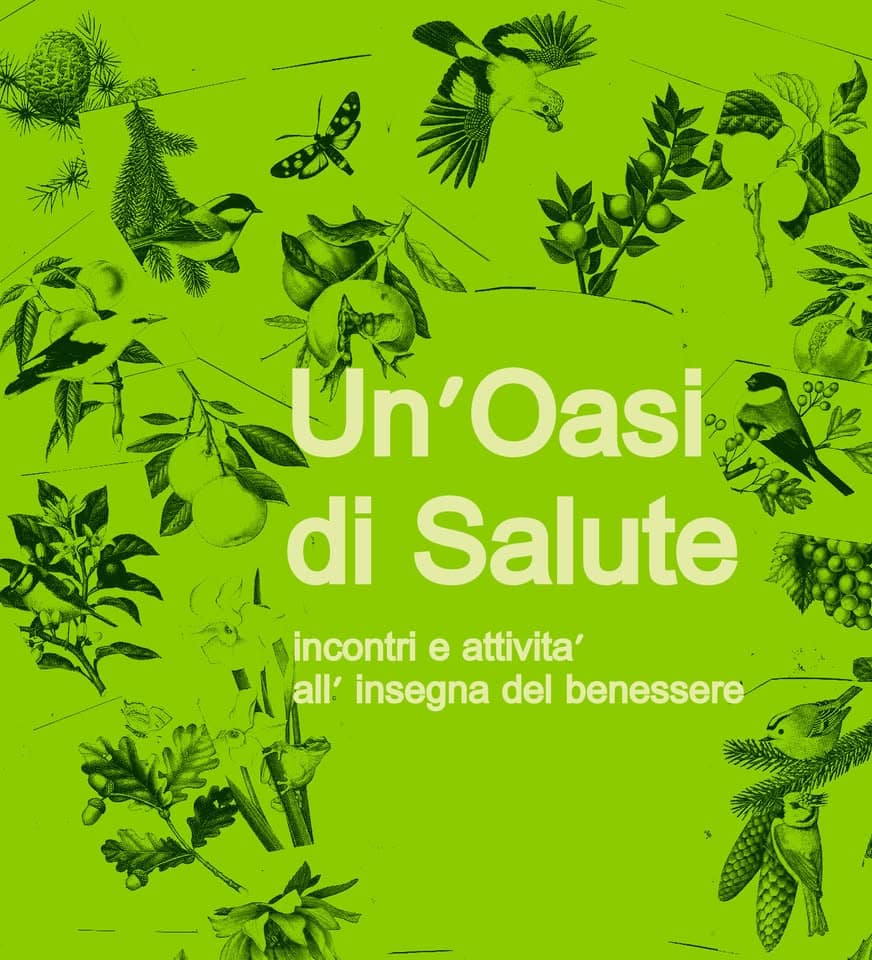 Potrebbe essere un'immagine raffigurante il seguente testo "နန်း Un'Oasi 愛 909 Oasi di Salute incontri e attivita' all' insegna del benessere AY"