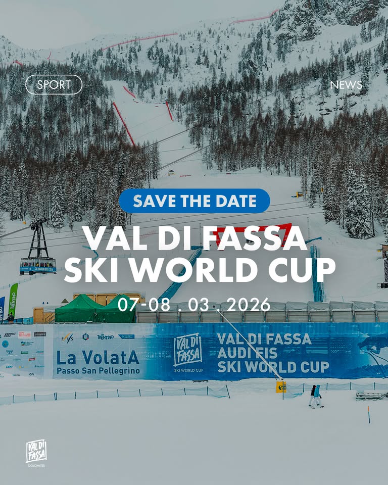 Evento Val di Fassa Audi FIS Ski World Cup Locandina Val di Fassa Audi FIS Ski World Cup - da venerdì 6 marzo - domenica 8 marzo 2026 ore 08:00 ore 16:00