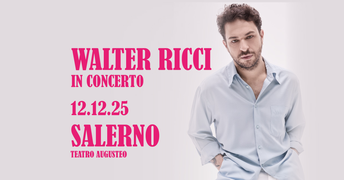 Walter Ricci in Concerto a Salerno Potrebbe essere un'immagine raffigurante 1 persona, tromba e il seguente testo "WATERRICCI WATER IN CONCERTO 12.12.25 TEATRO AGUSUTEO SALERNO"