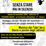 50 anni senza stare mai in silenzio – 20 anni di Amnesty a Pesaro! 50 anni senza stare mai in silenzio – 20 anni di Amnesty a Pesaro! a Pesaro (PU) il 29 novembre 2025