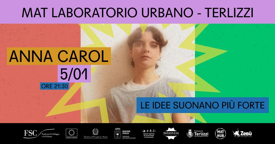 ANNA CAROL live + ROSITA BRUCOLI opening act Potrebbe essere un contenuto di pop art raffigurante una o più persone e testo