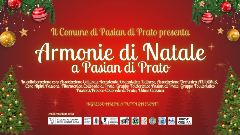 Evento Armonie Di Natale A Pasian Di Prato Locandina Armonie Di Natale A Pasian Di Prato - da domenica 7 dicembre 2025 - martedì 6 gennaio 2026 ore 11:00 ore 19:00