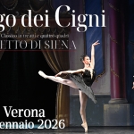 Balletto di Siena – “Il Lago dei Cigni” @ Verona Potrebbe essere un'immagine raffigurante danza e il seguente testo "ILago ago dei Cigni Balletto Classico BaletClosioitnatitt in re atti quattro quadri BALIITTODISIEN. ΝΑ SII Verona 4 gennaio 2026"