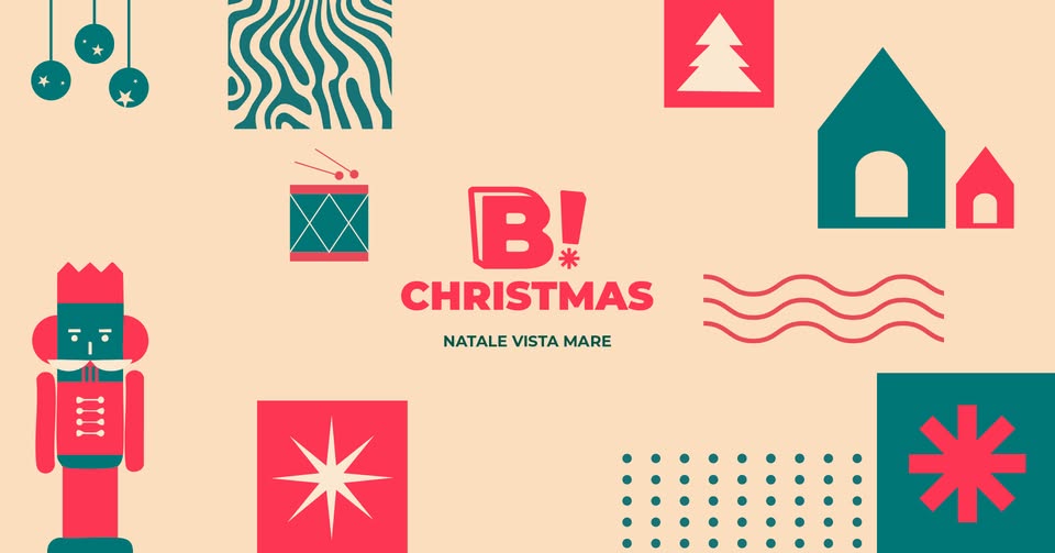 BB!Christmas – Eventi del 3 gennaio Potrebbe essere un'illustrazione raffigurante biscotto allo zenzero e il seguente testo "金 B! CHRISTMAS NATALE NATALEVISTAMARE VISTA MARE *"