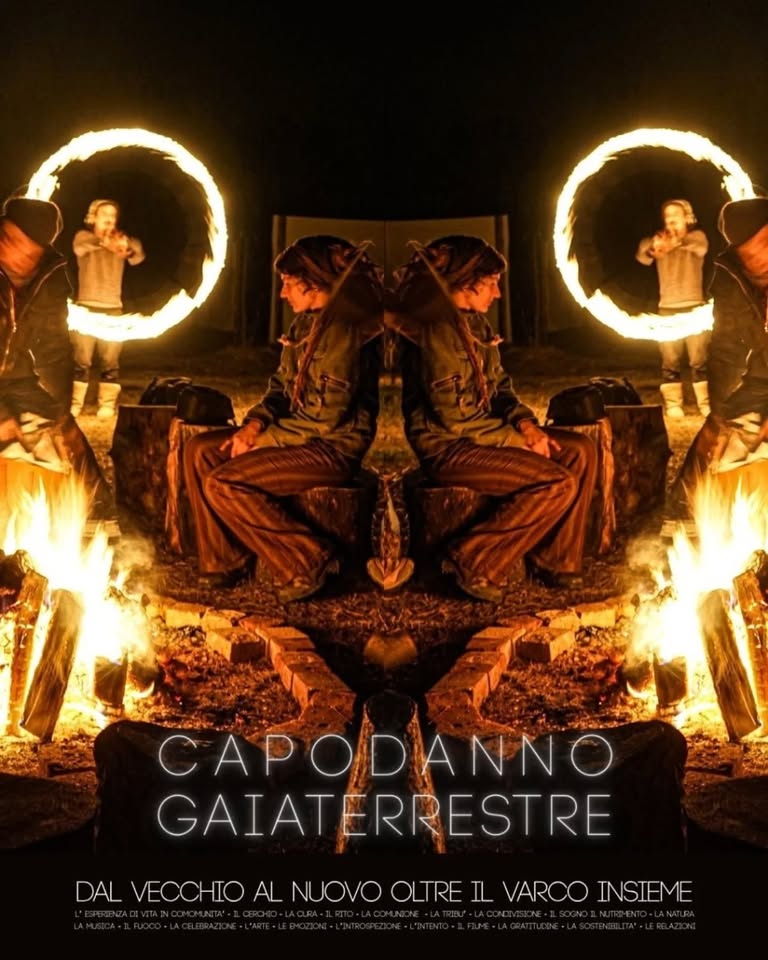 Capodanno a Gaia Potrebbe essere un'immagine raffigurante una o più persone e il seguente testo "Capodanno L a GAIA TERRA HHttlG Uf"