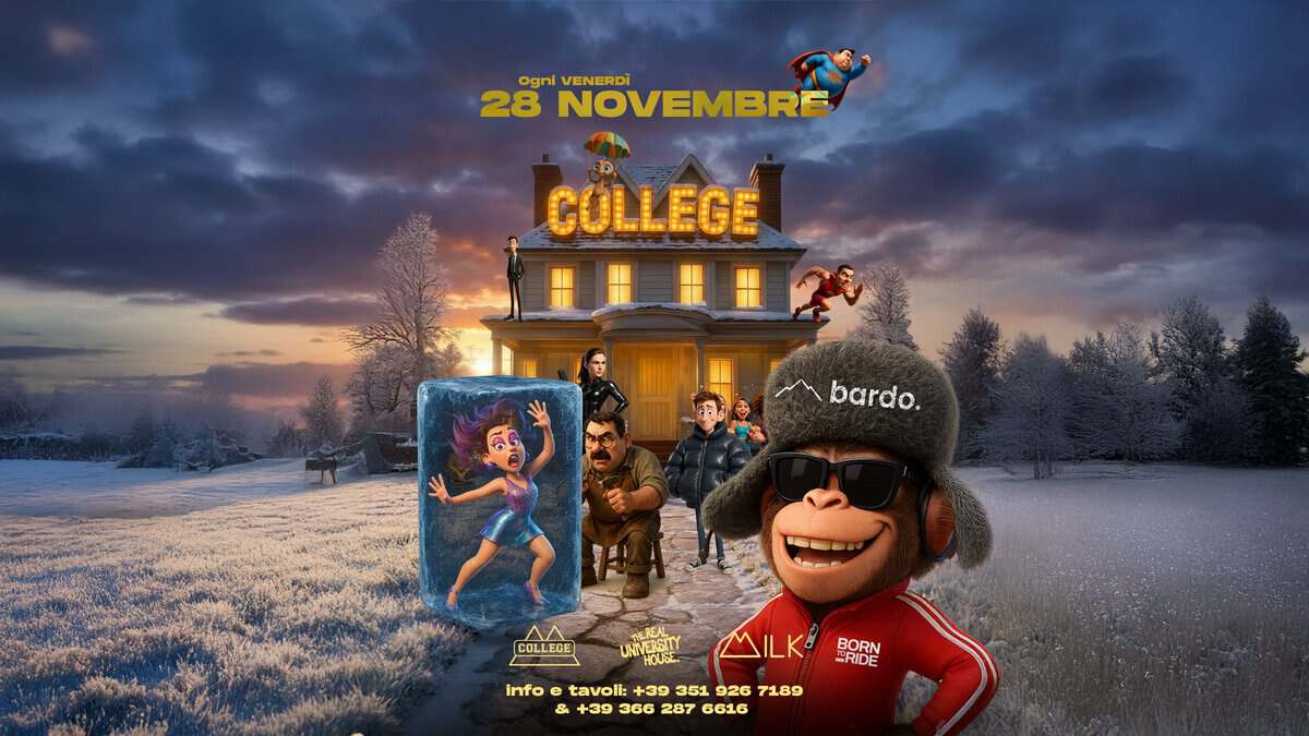 COLLEGE PARTY TORINO @MILK! Il Venerdì Universitario! 28/11! Reggaeton & Commercial! Potrebbe essere un contenuto grafico raffigurante il seguente testo "Ogni VENERDI 28 NOVEMBRE COLLEGE سنا bardo. AЛ COLLECE TETEA UNIVEREE BORN -RIDE MILK infoetavoli:+393519267189 info Θ tavoli: +39 351 926 7189 & +39 366 287 6616"