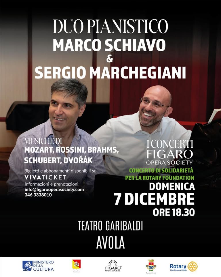 Evento Duo Pianistico – Marco Schiavo e Sergio Marchegiani. In apertura del concerto il pianista Paolo Oddo Locandina Duo Pianistico – Marco Schiavo e Sergio Marchegiani. In apertura del concerto il pianista Paolo Oddo - domenica 7 dicembre ore 18:30 - 20:30