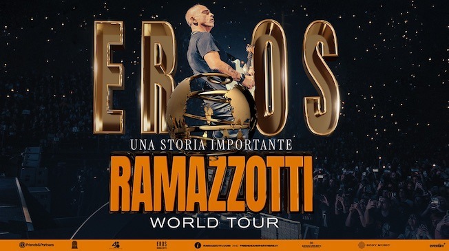 Eros Ramazzotti Potrebbe essere un'immagine raffigurante 1 persona e il seguente testo "E RYOS DS UNA NASTORIATMPORTANTE STORIA IMPORTANTE RAMAZZOTTI WORLD TOUR @rencaM/arten EROS"