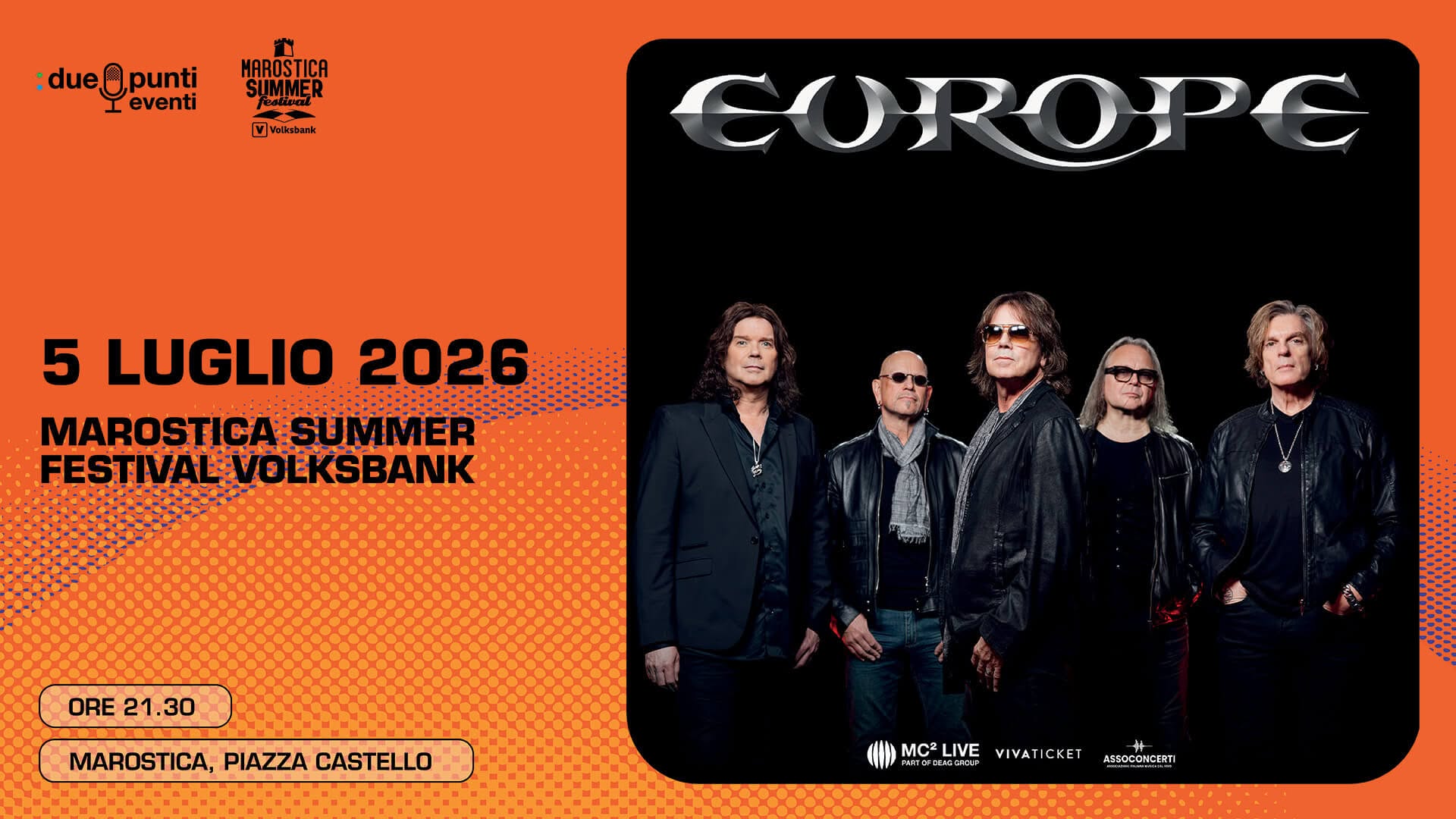 Evento Europe Locandina Europe - domenica 5 luglio ore 21:30 - 23:30
