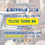 Fiera del Bagagliaio – TELESE TERME Potrebbe essere un contenuto di pop art raffigurante il seguente testo "6 GENNAIO 2026 FIERA DEL BAGAGLIAIO VINTAGE ARTE FOOD TELESE TERME BN DOMENICA 10:00 21:00 Infop ሥ parteripare conil wilpropriohagagliaio hagagliaio FIERADELBAGAGLIAIO.CON 39 393420331668 342 033 1668 NOKE 삼체트레관 0 がいたん"