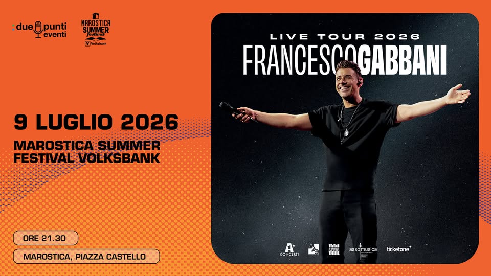 Evento Francesco Gabbani Locandina Francesco Gabbani - giovedì 9 luglio ore 21:30 - 23:30