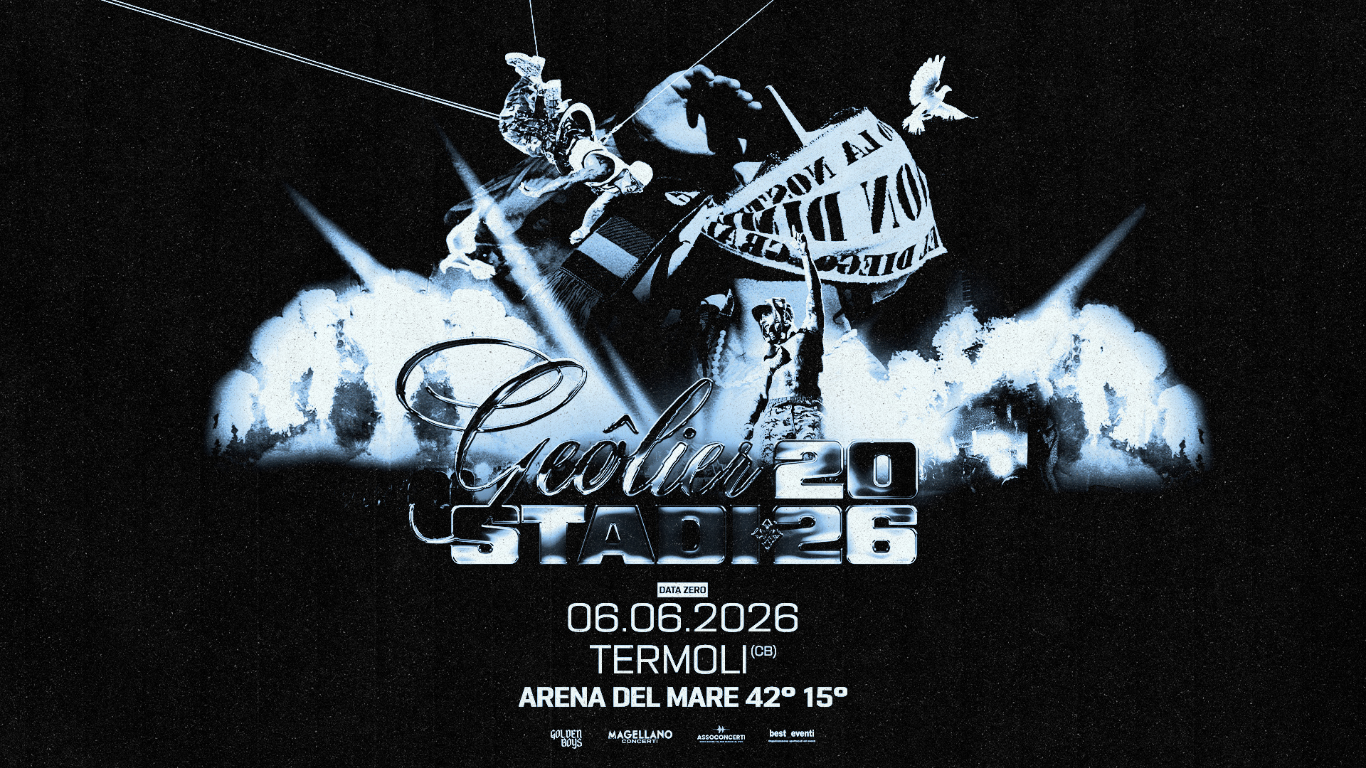 Geolier – 06.06.26 – Termoli, Arena del mare 42.15 Potrebbe essere un'illustrazione raffigurante testo