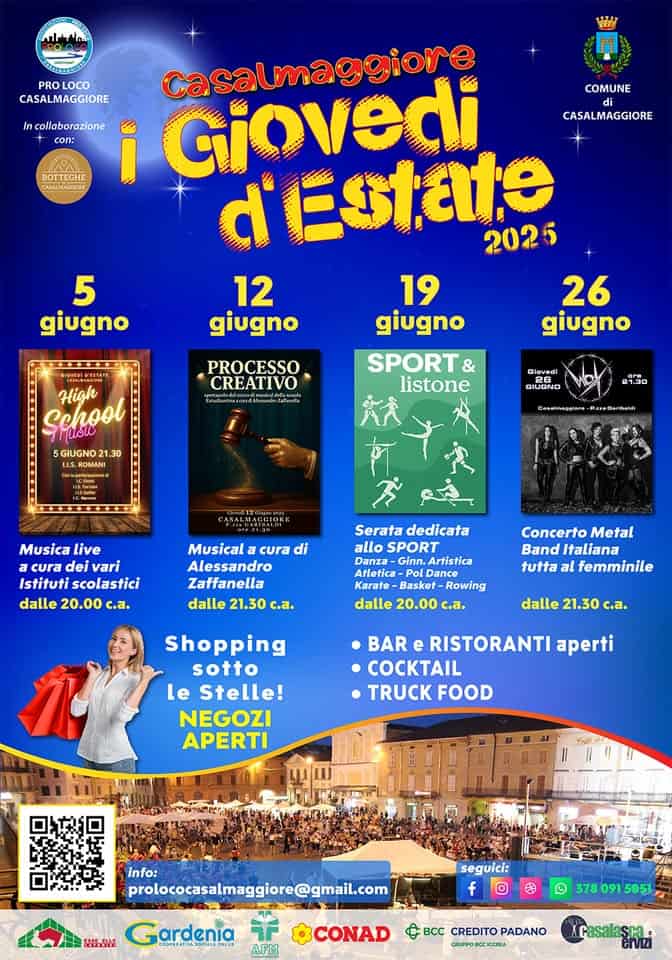 I GIOVEDI D’ESTATE No photo description available.