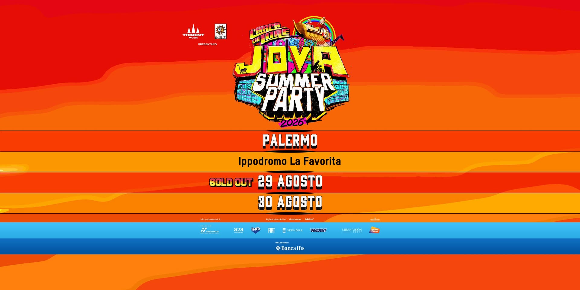Evento Jova Summer Party – Palermo – Ippodromo La Favorita 29/08 Locandina Jova Summer Party – Palermo – Ippodromo La Favorita 29/08 - da sabato 29 agosto - domenica 30 agosto 2026 ore 16:30 ore 00:00