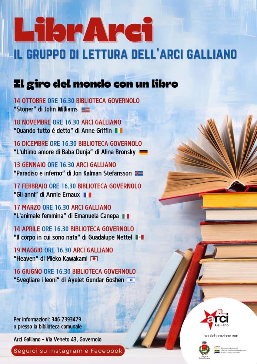 LibrArci: il gruppo di lettura dell’Arci Galliano Potrebbe essere un'immagine raffigurante testo