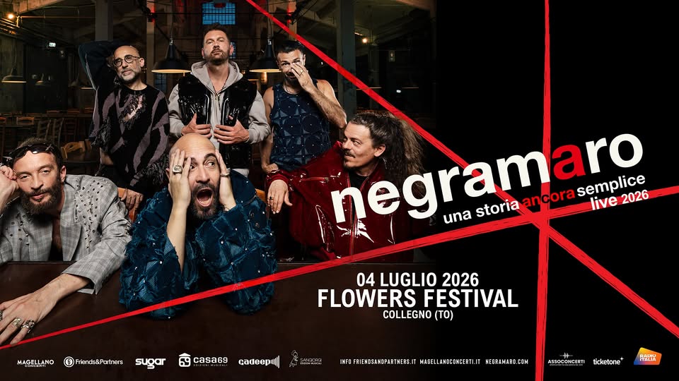 Evento Negramaro – Flowers Festival Locandina Negramaro – Flowers Festival - sabato 4 luglio ore 19:00 - 21:00