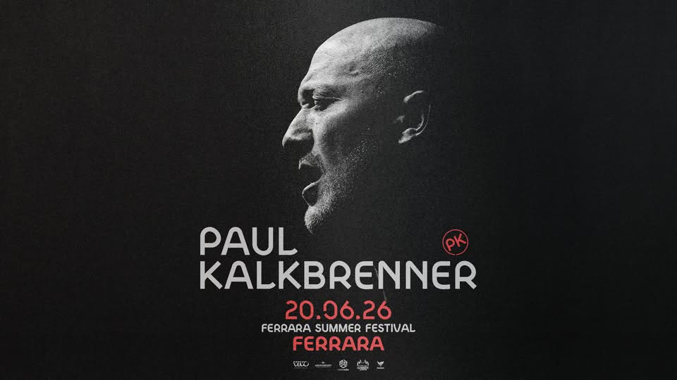 PAUL KALKBRENNER – Ferrara Summer Festival Potrebbe essere un'immagine raffigurante il seguente testo "PAUL KALKBRENNER 20.06.26 FERRARA SUMMER FESTIVAL FERRARA vIo ATEE"