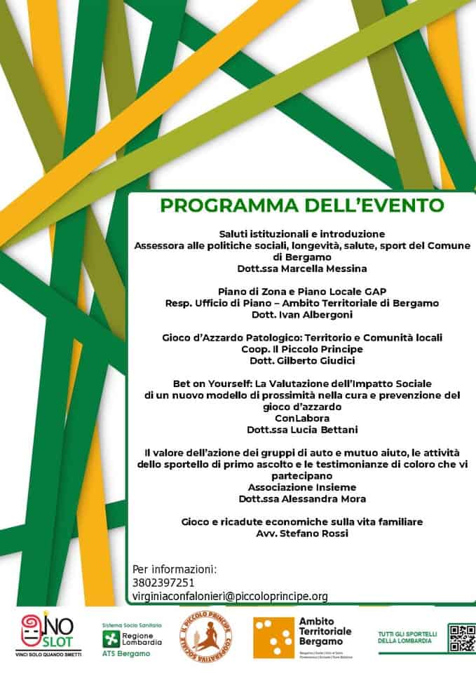 Prevenzione e contrasto al gioco d’azzardo patologico Potrebbe essere un'immagine raffigurante testo