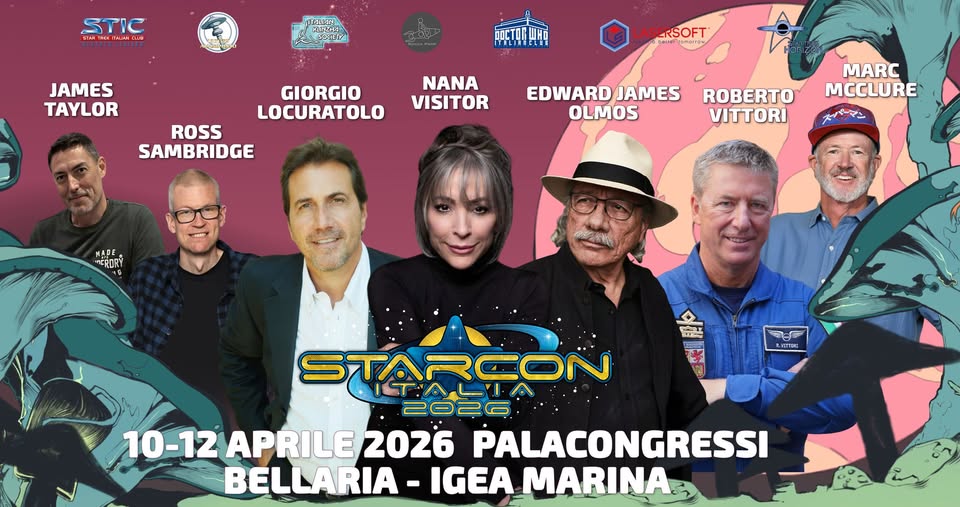 StarCon Italia 2026 Potrebbe essere un'immagine raffigurante il seguente testo "10-12 APRILE STAREON ITALIA A 2026 BELLARIA PALACONGRESSI ULTIMO AVAAP 05 O5TO AVAMPOSTO 市 ITALIAN KLINZHA SOCIETY MEEAN Mabo STIC STARTREKITALIANCLUB STAR TREK ITALIAN CLUB "PLBERTOLIBTERD LLEIERO "ALOERTO DOCTOR WHo ITALIAN ITALIANCLUB CLUB BOD apD ROCCA ROCCAPROP PROP"