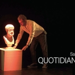 TABU’ Ho fatto colazione con il latte alle ginocchia Potrebbe essere un contenuto di pop art raffigurante il seguente testo "I TEATRO PAZZINI VERUCCHIO VERUCCHIN 25 25/26 Sabato 18 aprile QUOTIDIANA.CON coM TABU'"