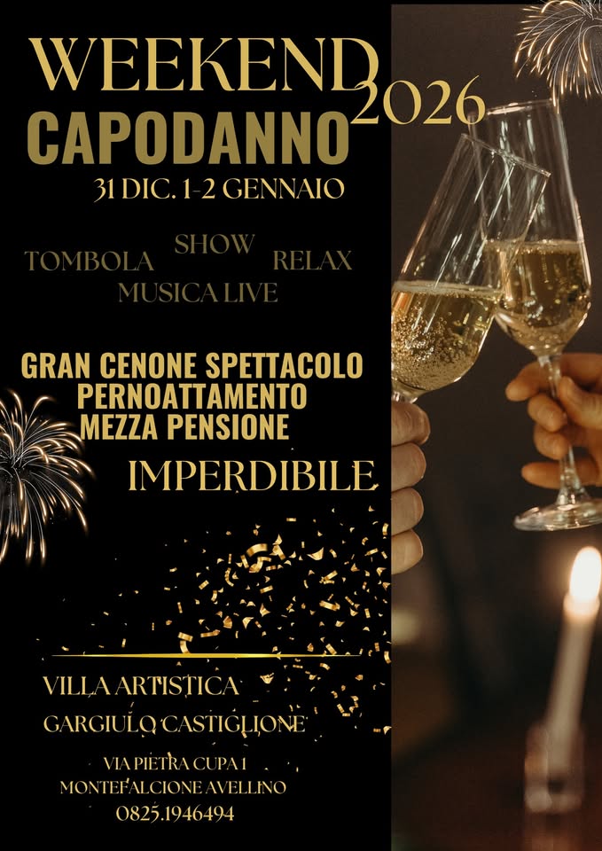 Evento Weekend Capodanno 2026 Nel Borgo Di Montefalcione Locandina Weekend Capodanno 2026 Nel Borgo Di Montefalcione - mercoledì 31 dicembre ore 15:00 - 17:00