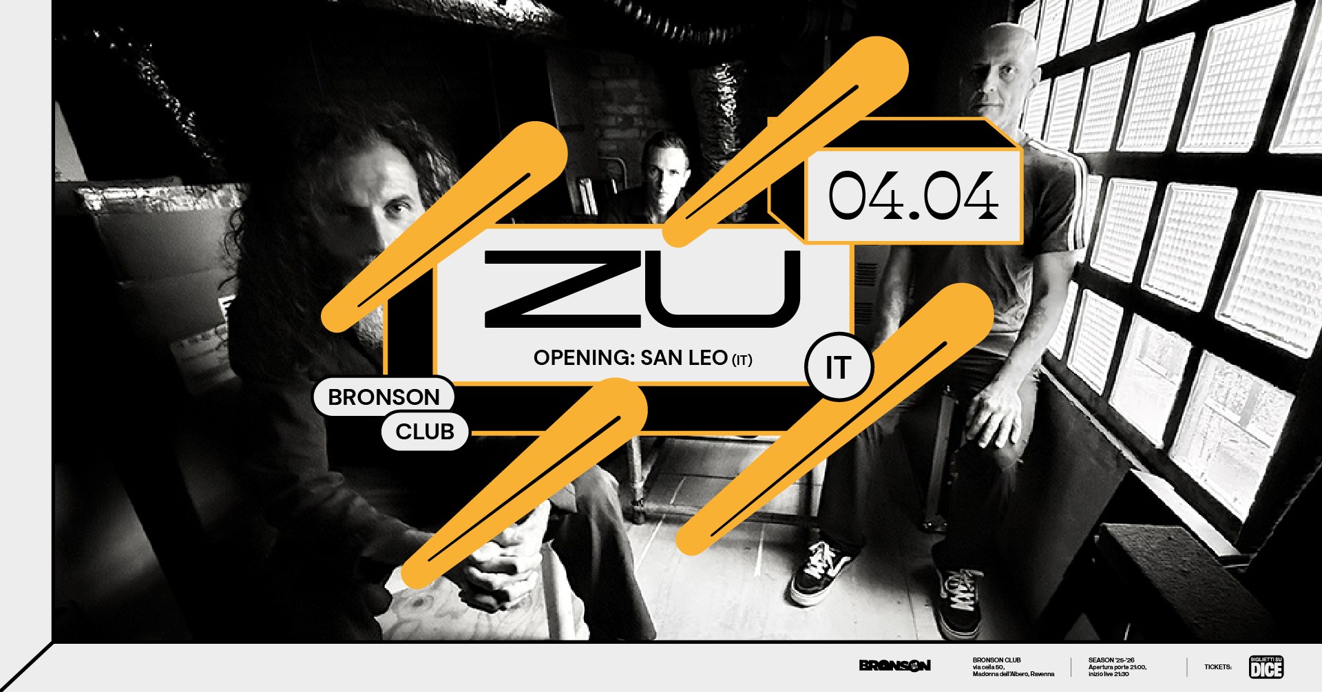 Evento Zu – Bronson Club, Ravenna Locandina Zu – Bronson Club, Ravenna - sabato 4 aprile ore 21:00 - 23:00