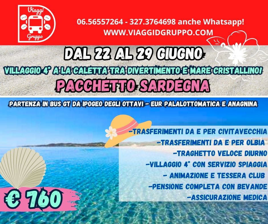 Evento 8 Gg Su Un’isola Da Sogno… La Sardegna! Locandina 8 Gg Su Un’isola Da Sogno… La Sardegna! - lunedì 22 giugno ore 08:00 - 10:00