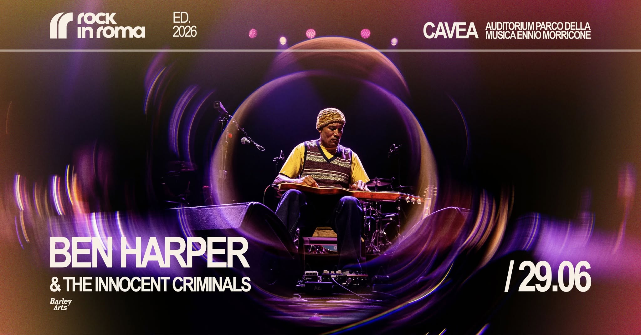 Evento Ben Harper & The Innocent Criminals – Rock in Roma – Auditorium PdM (Cavea) Locandina Ben Harper & The Innocent Criminals – Rock in Roma – Auditorium PdM (Cavea) - lunedì 29 giugno ore 21:00 - 23:00