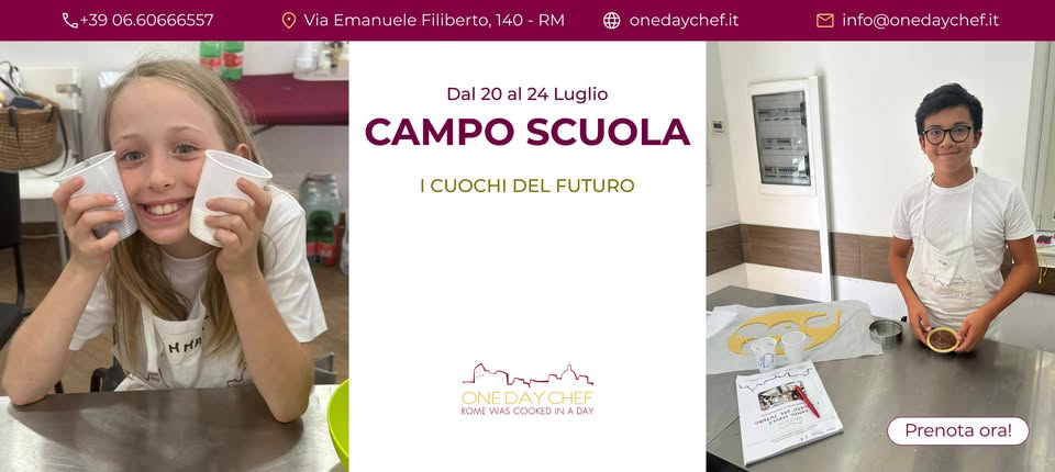 Evento Campo Scuola – I Cuochi Del Futuro – Dal 20 Al 24 Luglio 2026 Locandina Campo Scuola – I Cuochi Del Futuro – Dal 20 Al 24 Luglio 2026 - da lunedì 20 luglio - venerdì 24 luglio 2026 ore 09:00 ore 17:00