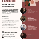 Donne, guerre e religioni. Nostalgia di un futuro di pace Potrebbe essere un contenuto grafico raffigurante testo