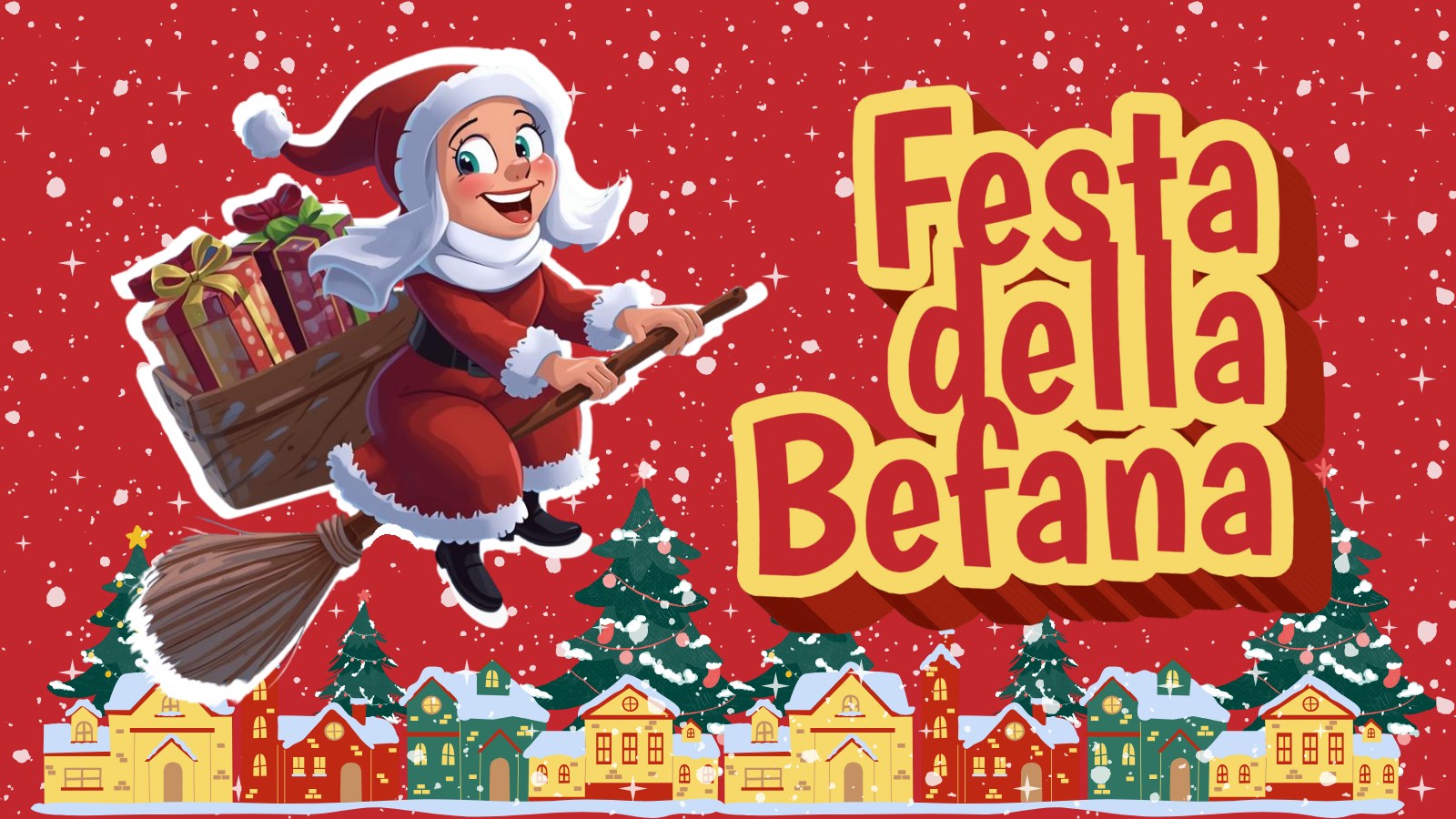Festa della Befana Potrebbe essere un'immagine raffigurante il seguente testo "Festa della Betana - Jla ብ ! B 田 ል"