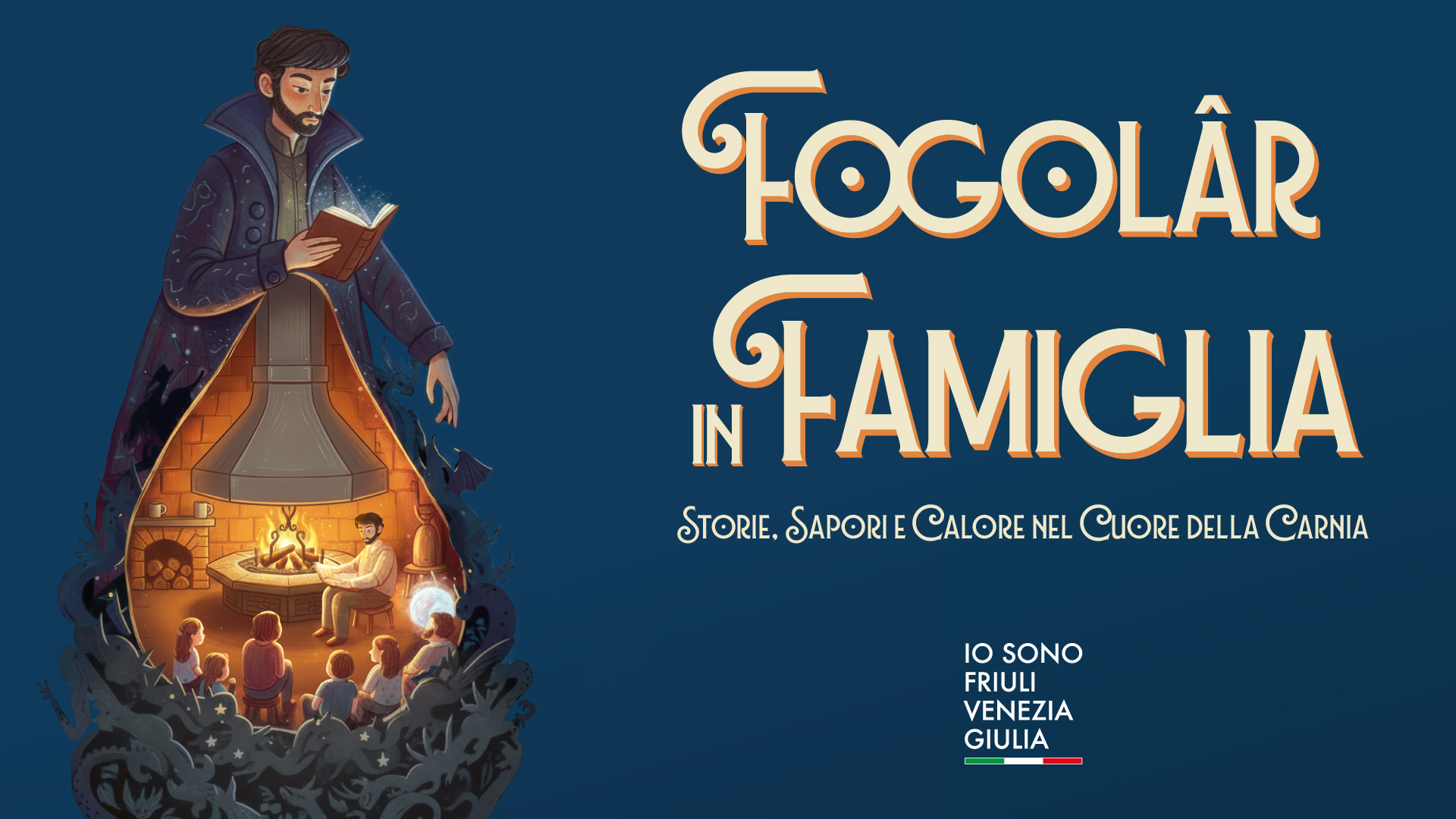 Fogolâr in Famiglia Storie, Sapori e Calore nel Cuore della Carnia: Albergo Galles Potrebbe essere un'immagine raffigurante il seguente testo "FOGOLÂR IN FAMIGLIA STORIE. SAPORIE CALORE NEL CUORE DELLA CARNIA I0 SONO FRIULI VENEZIA GIULIA"