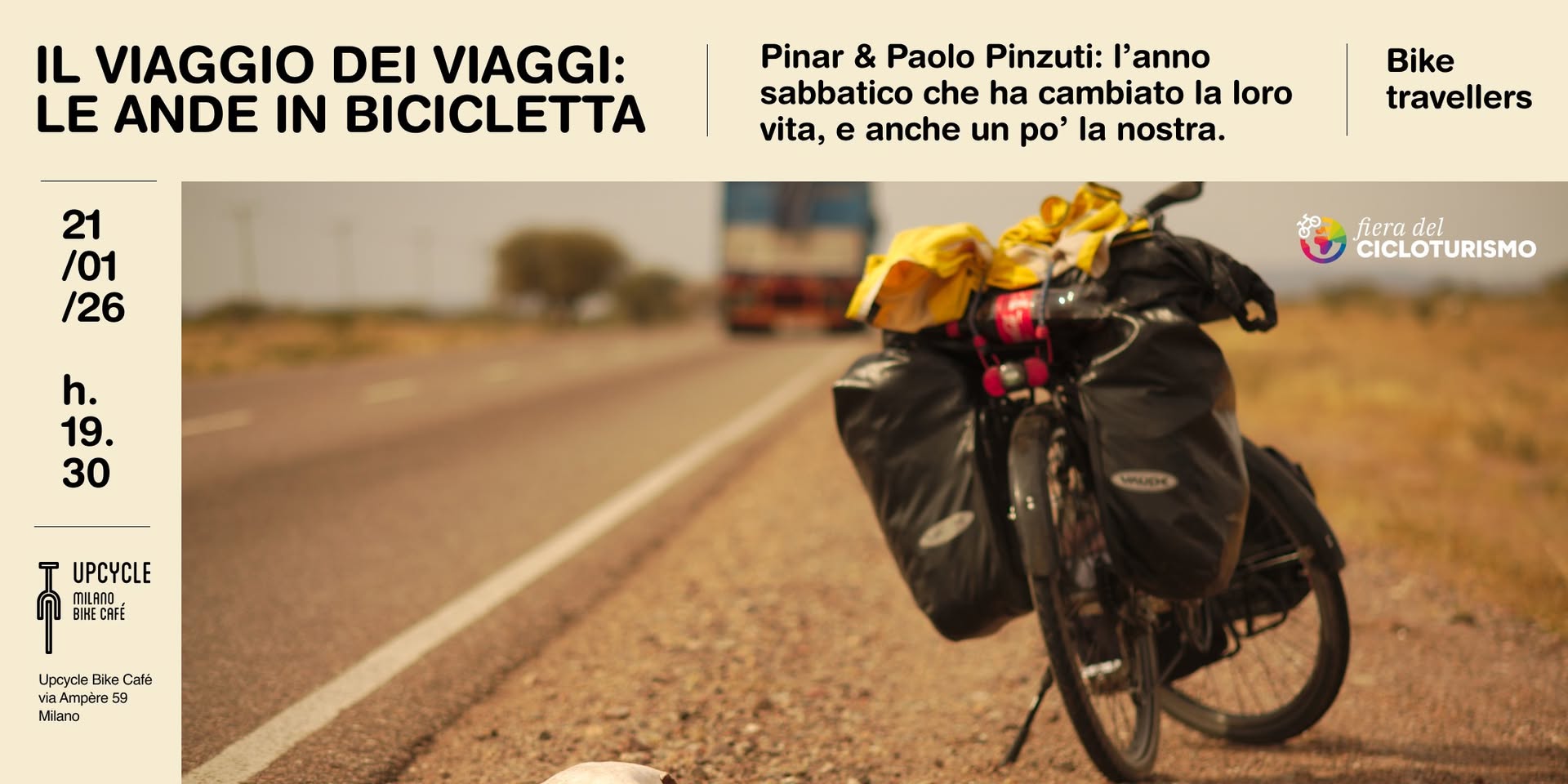 Evento Il viaggio dei viaggi le Ande in bicicletta Locandina Il viaggio dei viaggi le Ande in bicicletta - mercoledì 21 gennaio ore 19:30 - 21:30