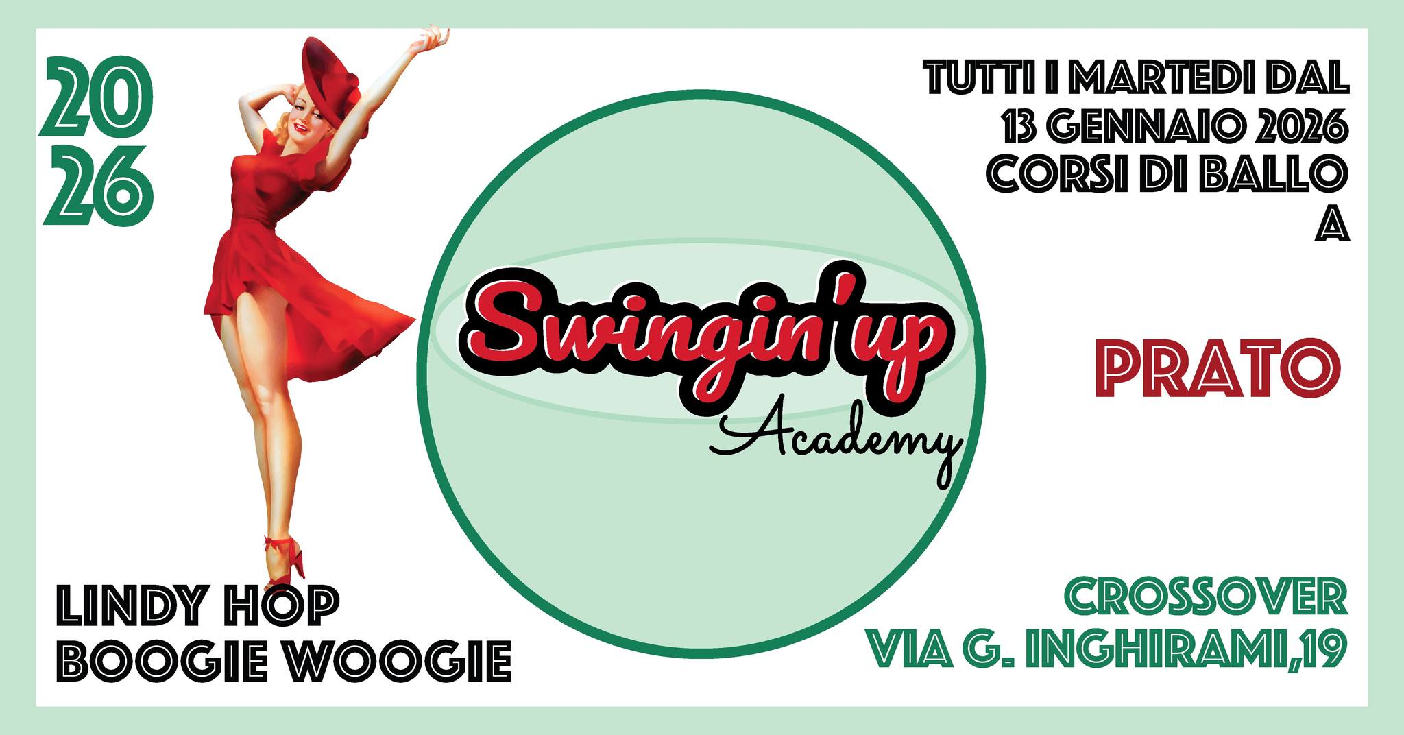 Evento Nuovi corsi Swingin’up 2026 Prato Locandina Nuovi corsi Swingin’up 2026 Prato - martedì 13 gennaio ore 21:00 - 23:00
