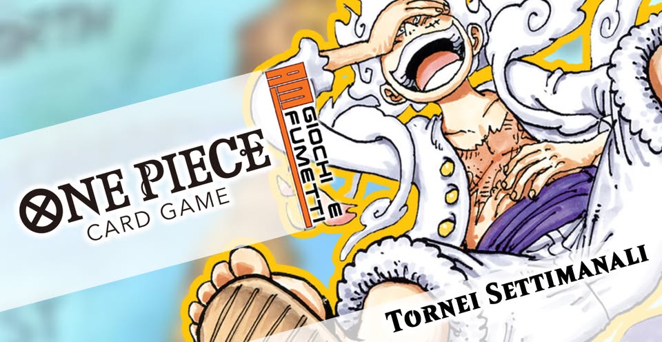 One Piece Card Game – Tornei settimanali e Campionato AM 1° stagione! Potrebbe essere un disegno raffigurante il seguente testo "IFUMETTI AMEUGETY ಎಡ್ಿ GJ ONE CARD PIECE GAME TTI TORNEI SETTIMANALI SETTIMANALI"
