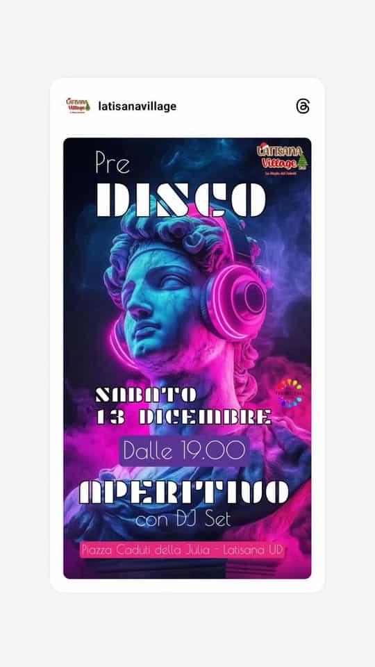 Evento Pre Disco Locandina Pre Disco - sabato 13 dicembre ore 19:00 - 21:00