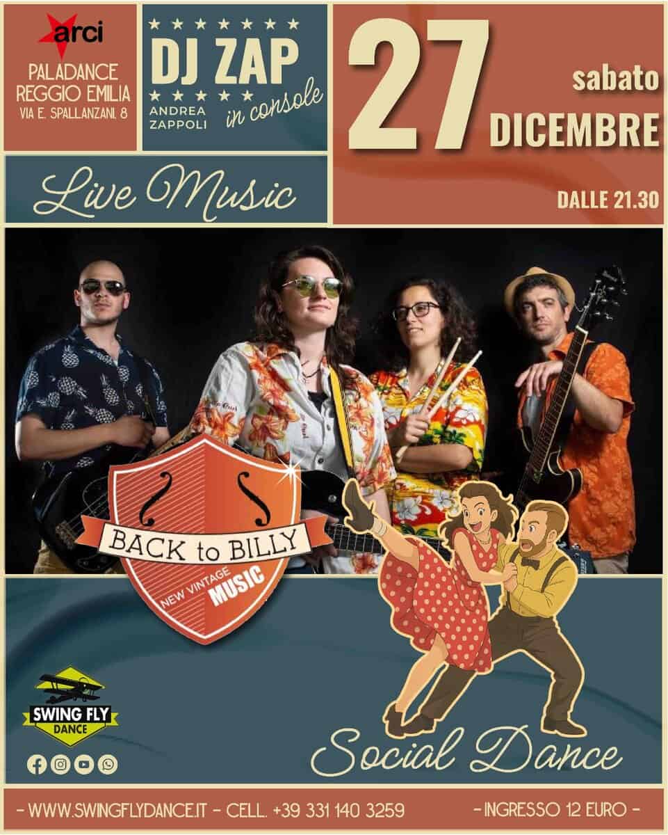 🔥Rock & Roll Christmas Party🔥 Potrebbe essere un'immagine raffigurante una o più persone e il seguente testo "ANDREA ZAPPOLI arci ******* PALADANCE DJ ZAP REGGIO EMILIA sabato VIA SPALLANZAN. 8 in console 27 DICEMBRE Live Music DALLE DALLE21.30 21.30 ٢ BACK to BILLY NEW VINTAGE MUSIC SWINGFLY SWING FLY DANCE Social Dance -WWW.SWNGFLYDANCE.IT CELL +39 331 140 3259 -INGRESSO 12 EURO-"