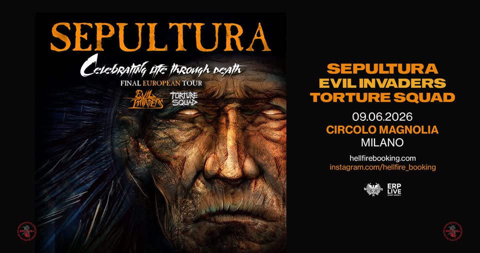 Evento Sepultura Circolo Magnolia, Milano Ultimo show milanese Locandina Sepultura Circolo Magnolia, Milano Ultimo show milanese - martedì 9 giugno ore 19:30 - 23:30