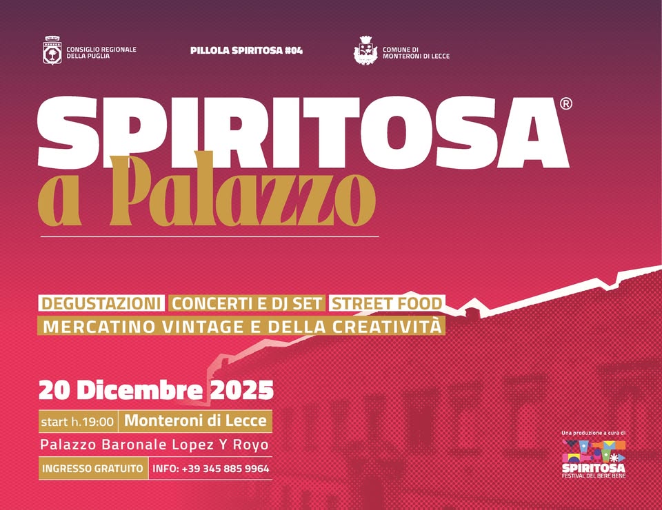 Evento Spiritosa A Palazzo – Sabato 20 Dicembre 2025 Locandina Spiritosa A Palazzo – Sabato 20 Dicembre 2025 - sabato 20 dicembre ore 19:00 - 21:00