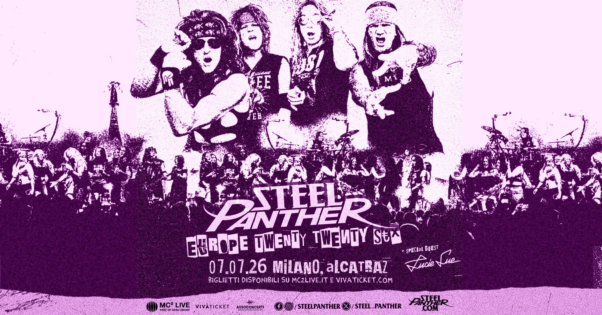 Evento Steel Panther – Europe Twenty Twenty Sex Tour Milano, Alcatraz Locandina Steel Panther – Europe Twenty Twenty Sex Tour Milano, Alcatraz - martedì 7 luglio ore 20:00 - 22:00