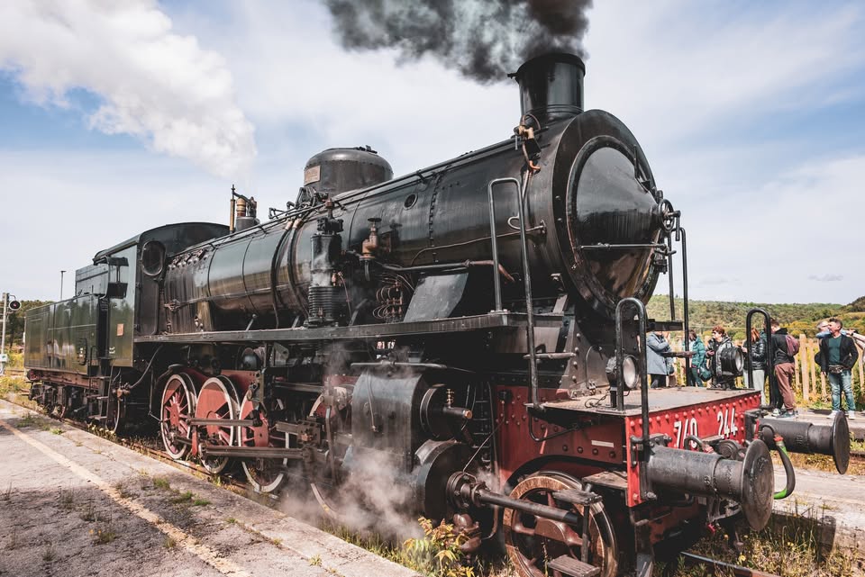 SUL TRENO STORICO A VAPORE DA SIENA VERSO ASCIANO 10/05/2026 Potrebbe essere un'immagine raffigurante ferrovia e testo