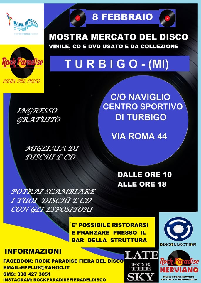 Evento Turbigo (Mi) – Domenica 8 Febbraio – Mostra Mercato Del Vinile E Cd Per Hobbisti Locandina Turbigo (Mi) – Domenica 8 Febbraio – Mostra Mercato Del Vinile E Cd Per Hobbisti - domenica 8 febbraio ore 10:00 - 18:00