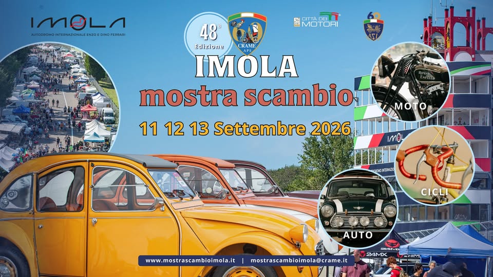 Evento 48A Imola Mostra Scambio R Locandina 48A Imola Mostra Scambio R - da venerdì 11 settembre - domenica 13 settembre 2026 ore 15:00 ore 17:00