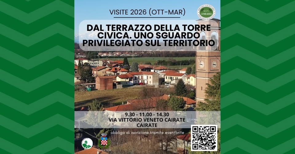 Evento Dal Terrazzo Della Torre Civica. Uno Sguardo Privilegiato Sul Territorio. (Ott – Mar) Locandina Dal Terrazzo Della Torre Civica. Uno Sguardo Privilegiato Sul Territorio. (Ott – Mar) - da domenica 1 marzo - domenica 6 dicembre 2026 ore 09:00 ore 16:00