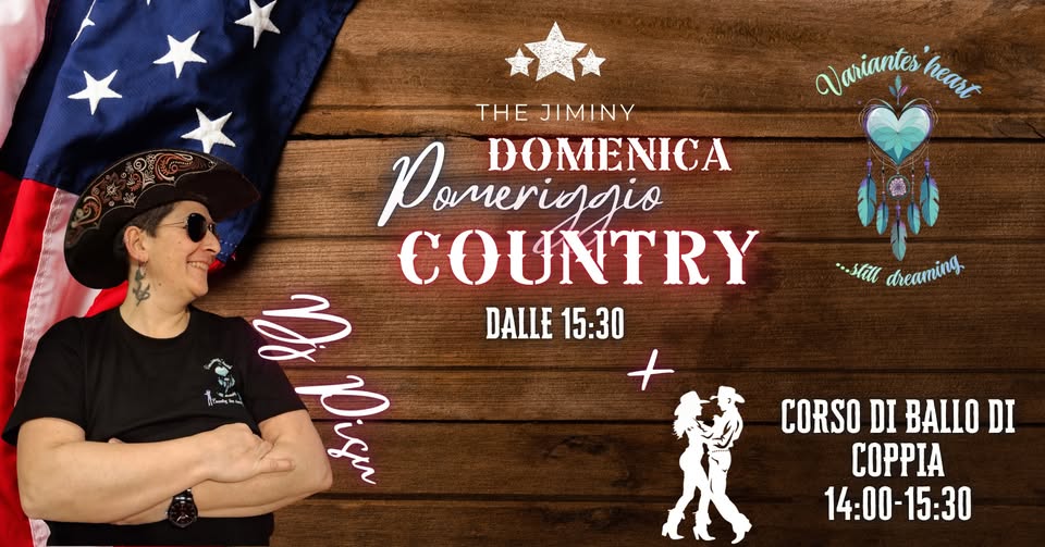 Evento DOMENICA Pomeriggio COUNTRY Dj Pisu – The Jiminy Locandina DOMENICA Pomeriggio COUNTRY Dj Pisu – The Jiminy - domenica 29 marzo ore 15:30 - 17:30