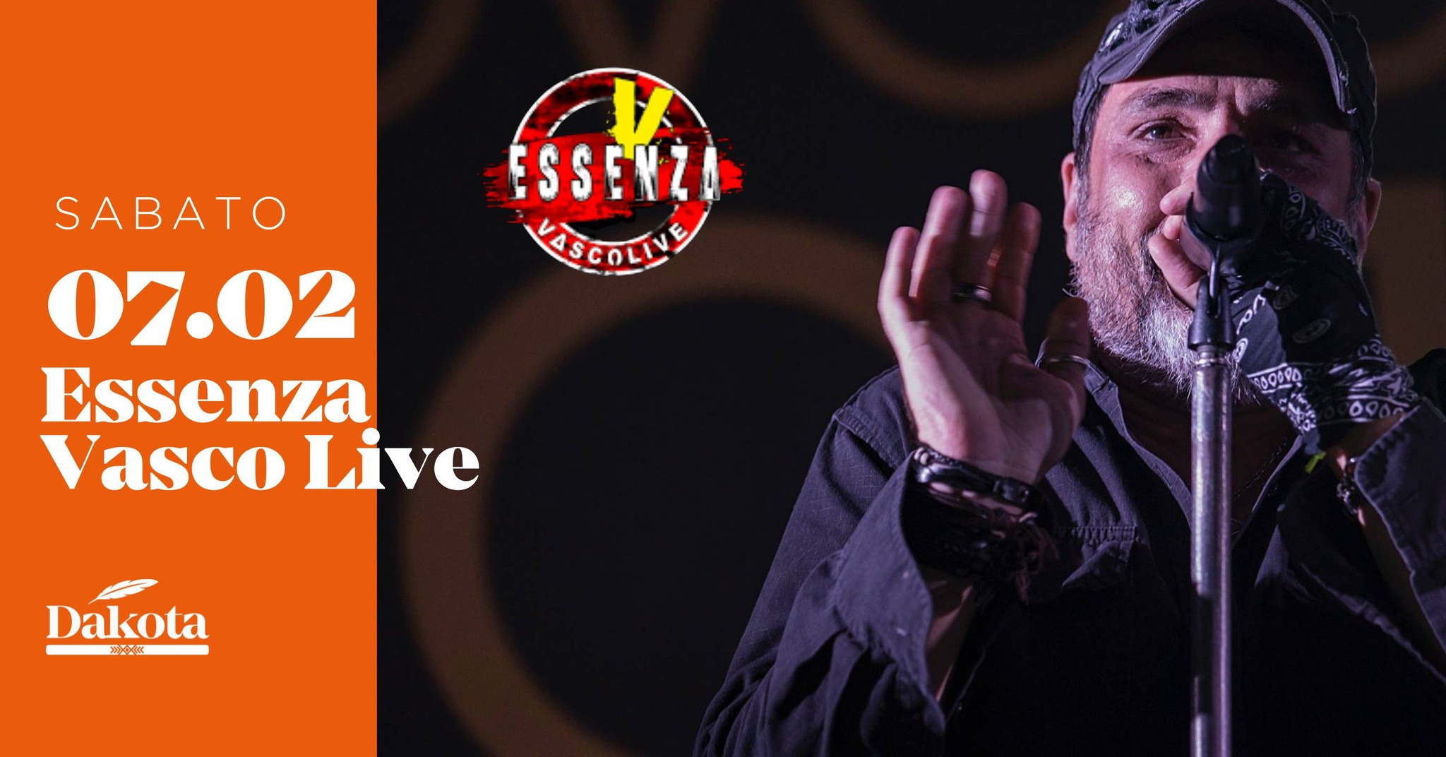 ✨ ESSENZA VascoLive | Dakota Pub @Vigonza (PD)✨ Potrebbe essere un'immagine raffigurante il seguente testo "ዩ ESSENZA VASCOLIVE SABATO 07.02 Essenza Vasco Live oA Dakota OC"